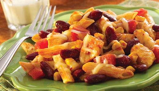 簡単BBQチキン・コーン・パスタ